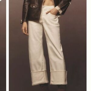 Anthropologie The Sport Cuff Mid-Rise Crop Wide-Leg Jeans by Pilcro